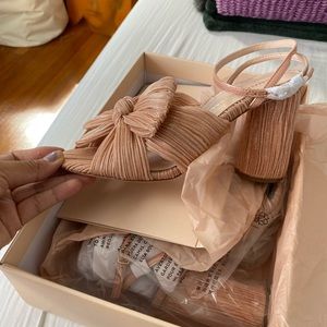 Loeffler Randall Camellia knot ankle strap shoes